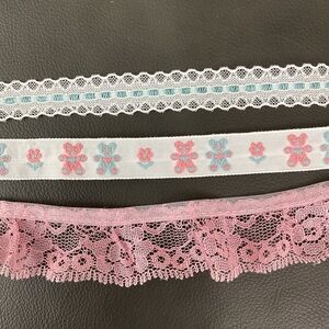 Vintage trim lot teddy bear jacquard ruffled scalloped lace - 12 yards